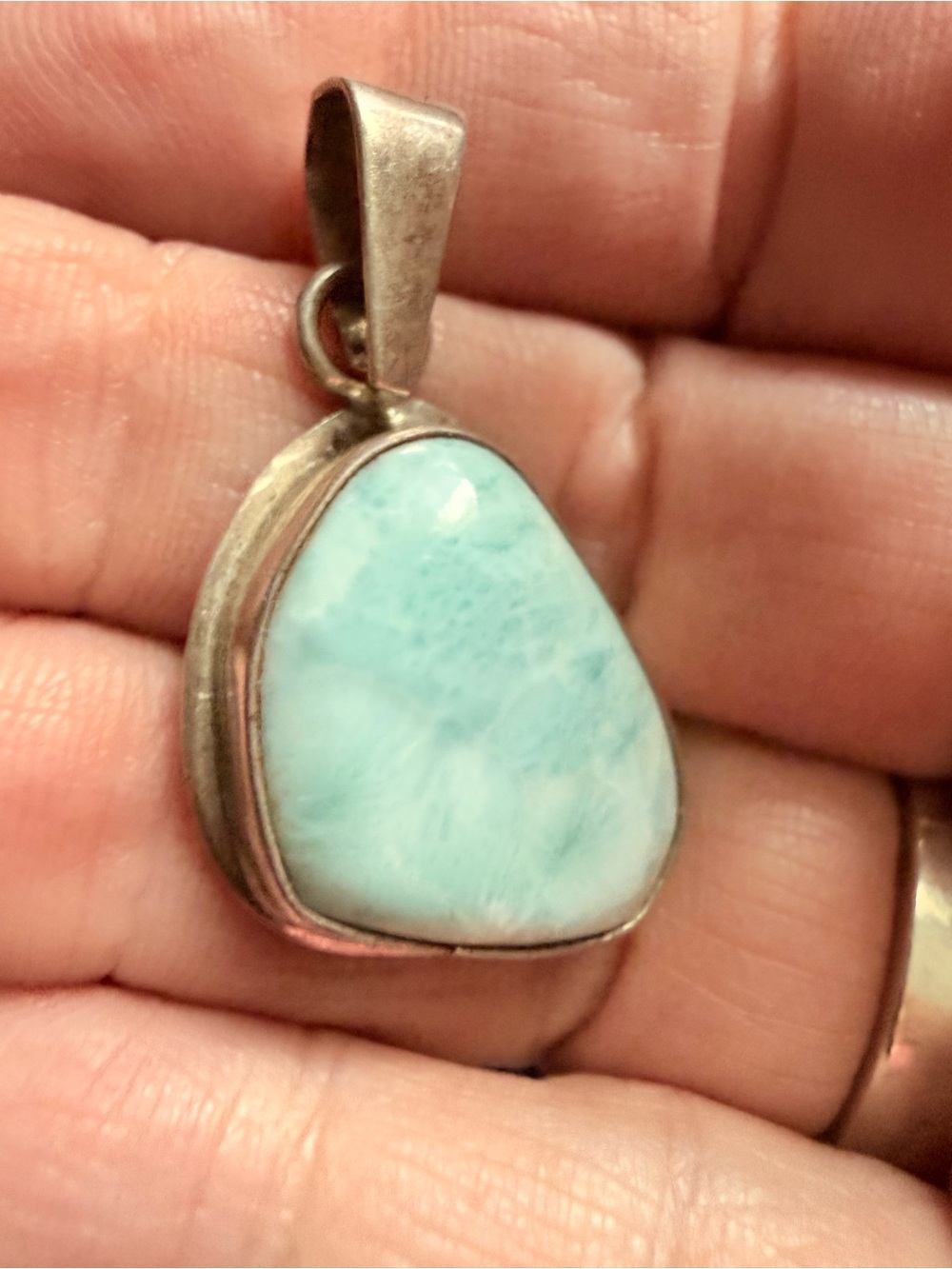 Larimar & Sterling Silver Pendant | Ocean Blue Natural Stone | Dominican